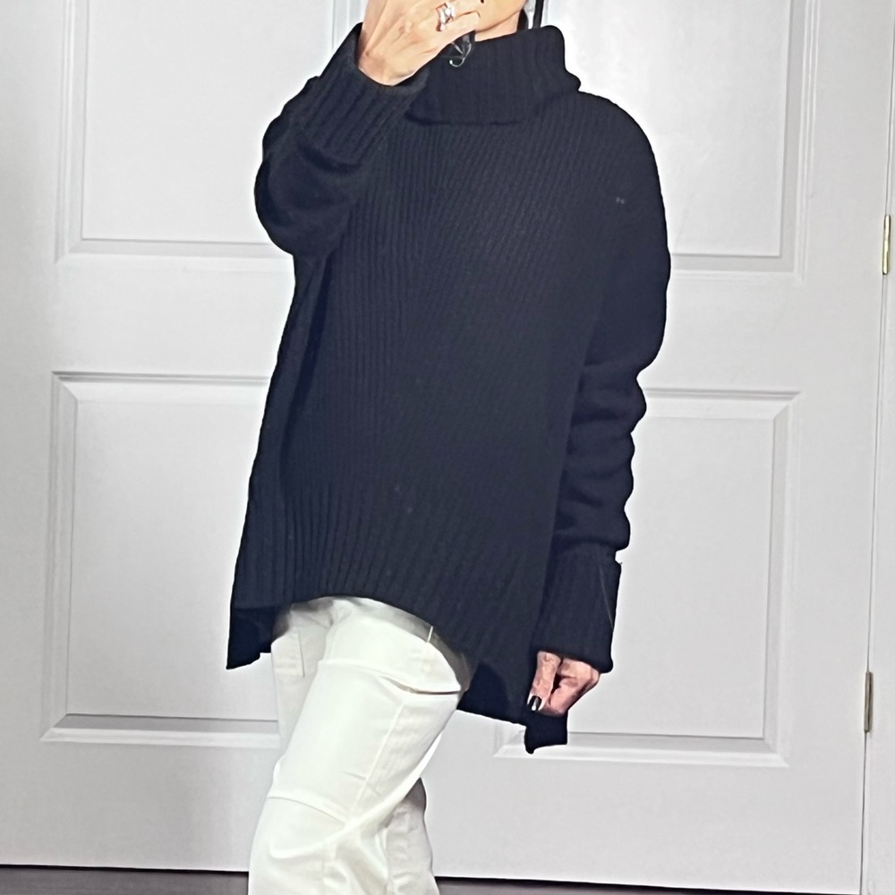 Anthropology Moth black wool blend oversized sweater size S - Picture 4 of 12